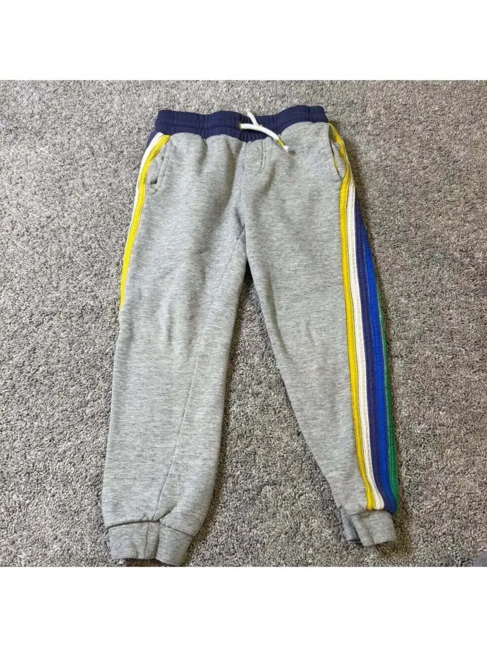 Boden Boy’s Gray Striped Joggers size 7